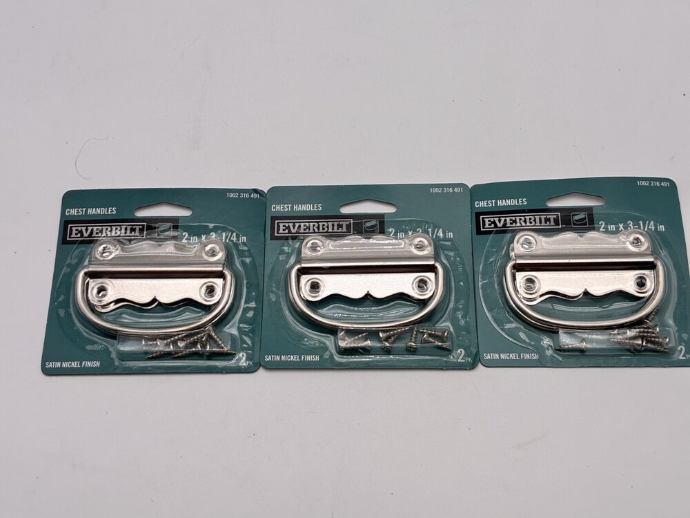 Everbilt Chest Handles 2” x 3-1/4” Satin Nickel 2-Pack Lot of 3 NEW 6 Handles